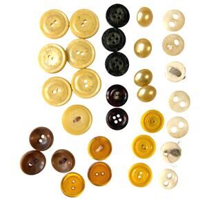 Vintage Yellow Amber Early Plastic Buttons Retro Unique Estate Button Lot 32 pcs